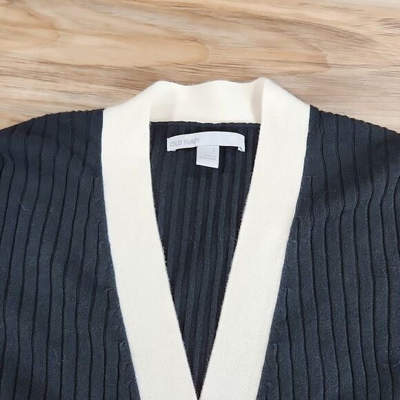 💜Vintage Old Navy Black & Cream Cardigan Sweater & Tanktop Set Small - Picture 5 of 13